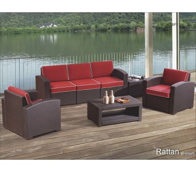 Уличный диваны и кресла Rattan Premium 5 Венге. Подушки оранжевые от производителя  Rattan по цене 102 500 р